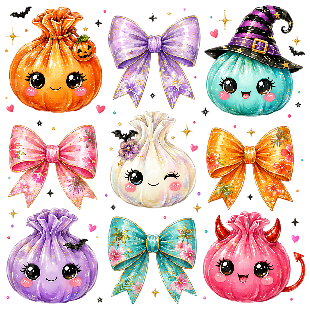 Cute Halloween Pumpkin Bow PNG