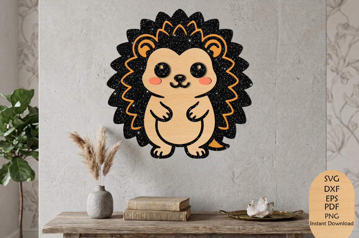 Cute Hedgehog Laser Cut SVG, Woodland Animal Wall Decor & Cricut Cut File