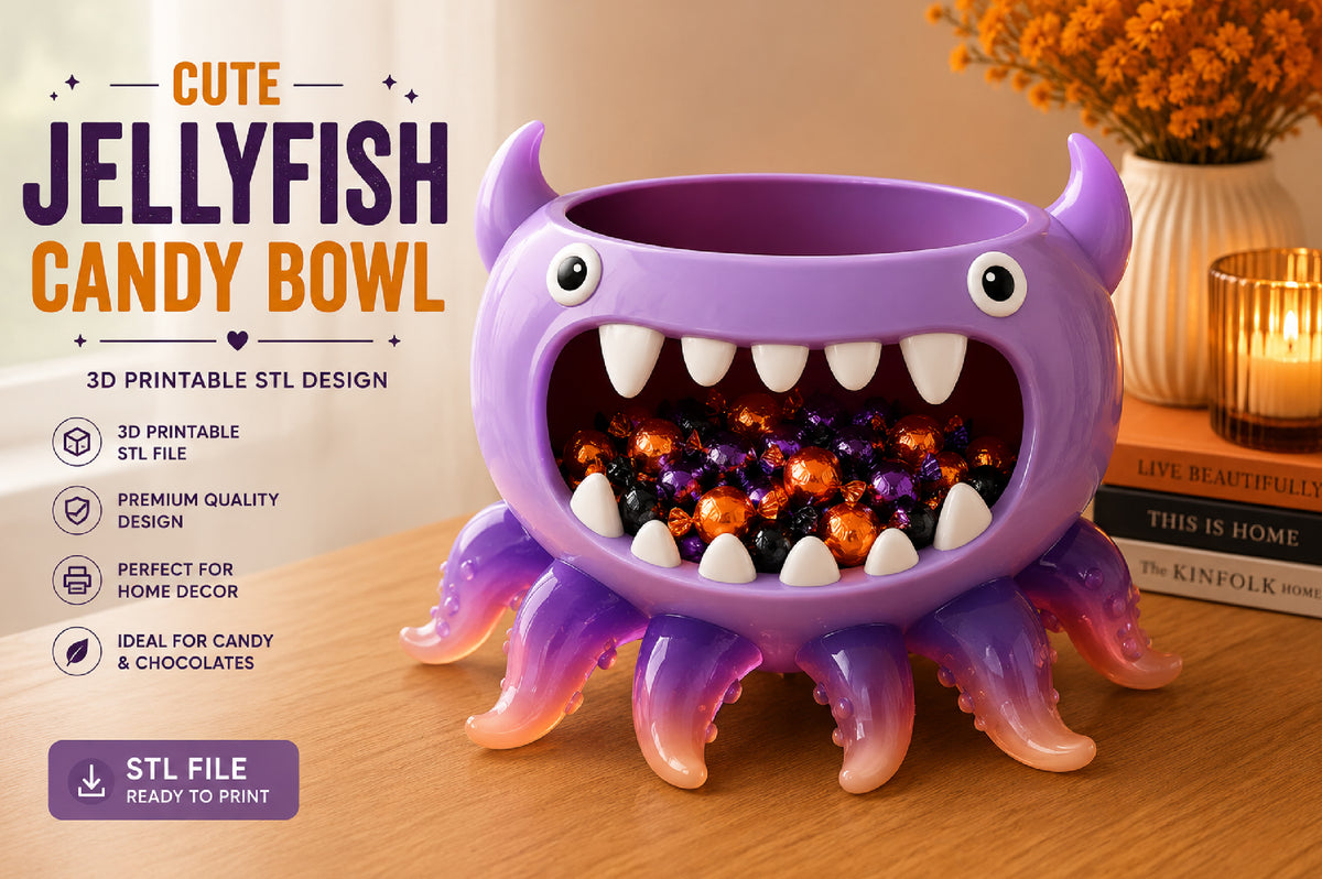 Cute Jellyfish Candy Bowl 3D STL File