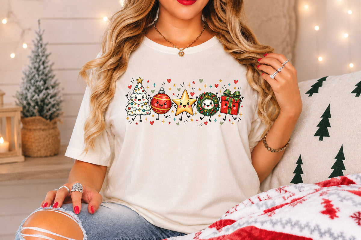 Cute Kawaii Christmas Characters PNG Holiday Sublimation Design