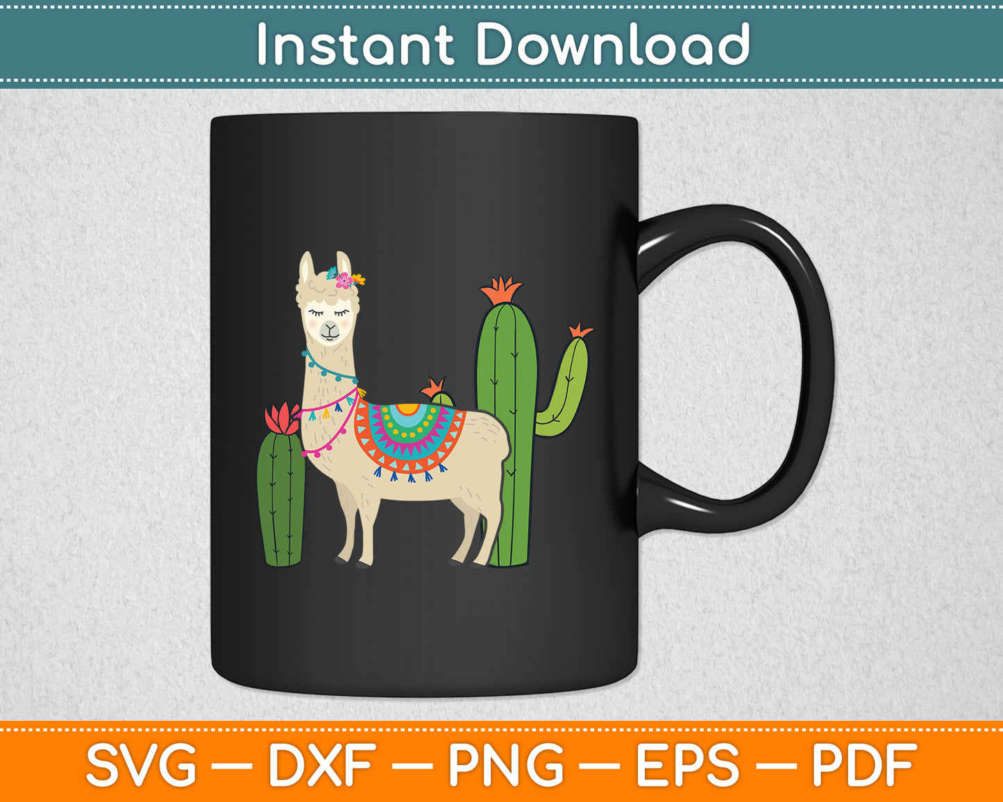 Cute Llama With Flower & Cactus Llama Lover Svg Digital Cutting File