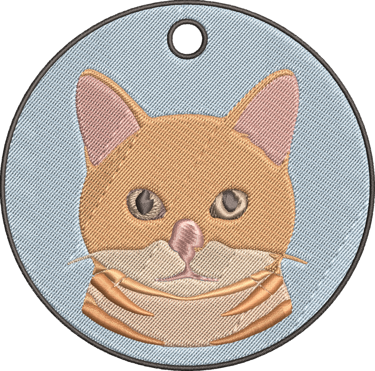 Cute Orange Cat Key Ring Embroidery