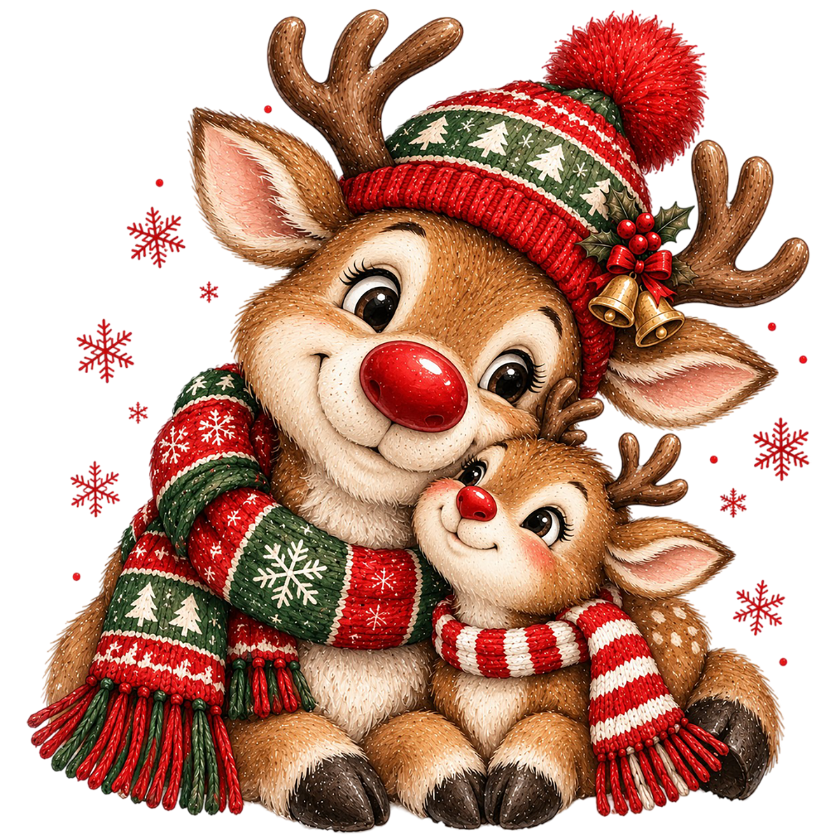 Cute Reindeer Family Christmas PNG Clipart