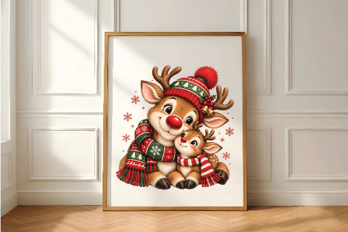 Cute Reindeer Family Christmas PNG Clipart