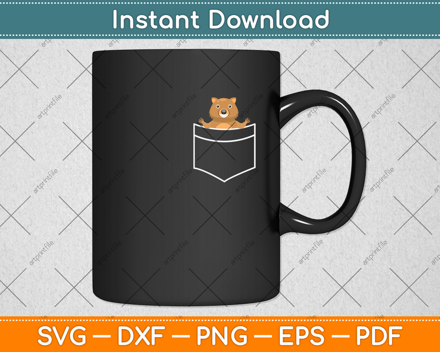 Cute Wombat In The Pocket Svg Png Dxf Digital Cutting File
