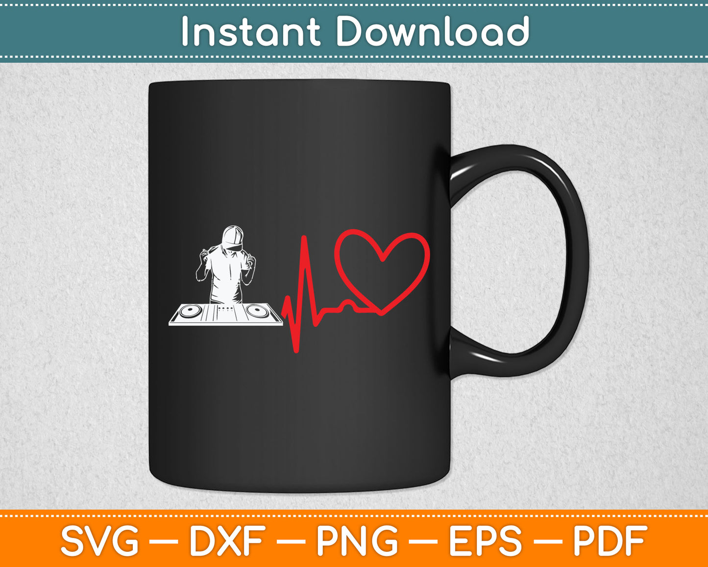 DJ Heartbeat EKG Electronic Music Lover Festival Vibe Svg Digital Cutting File