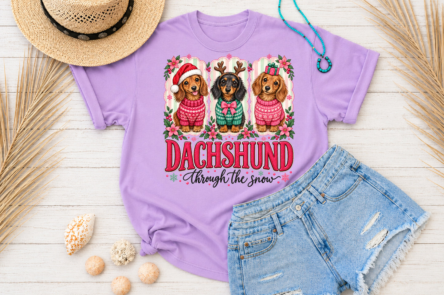 Dachshund Through The Snow Christmas PNG