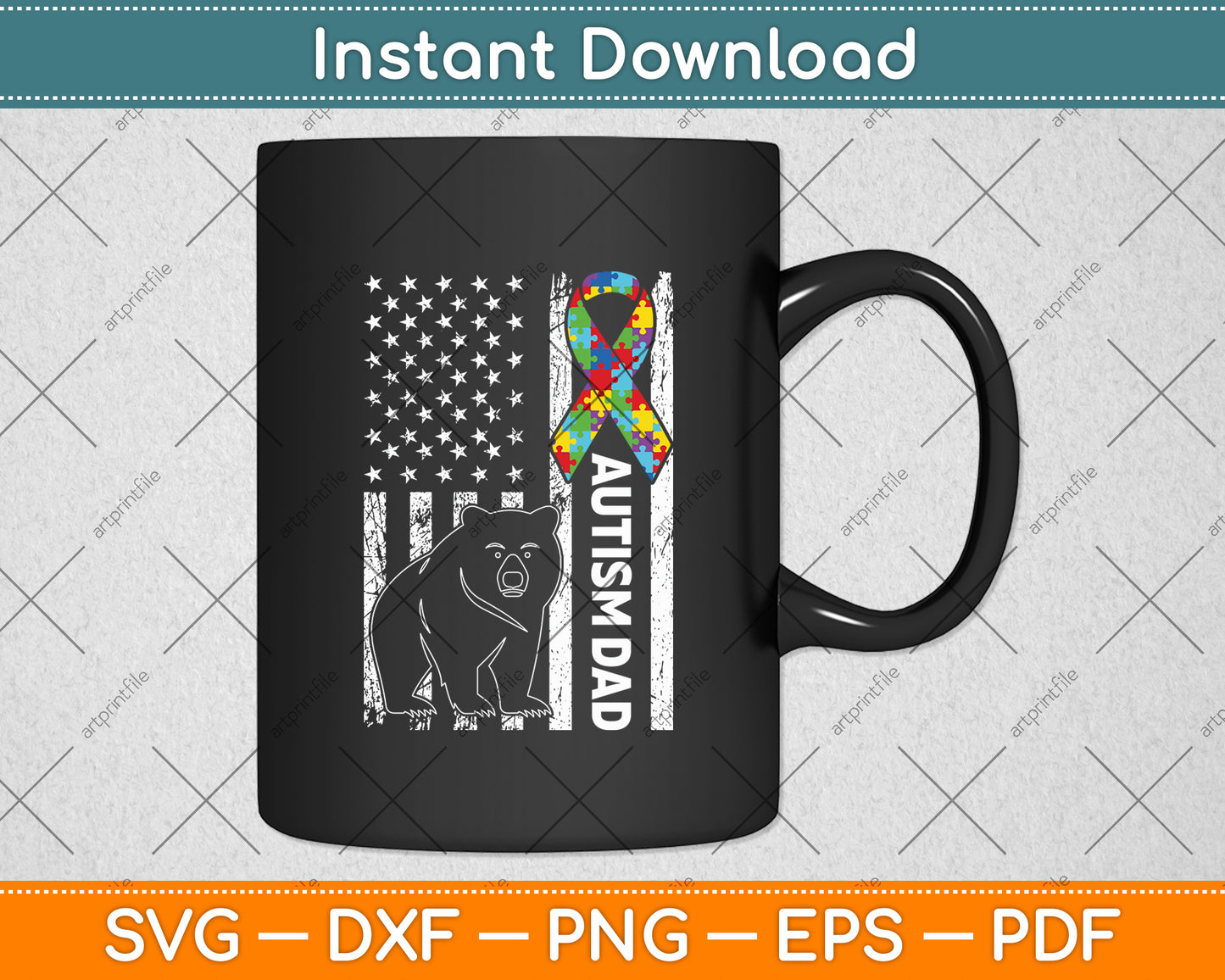 Dad Autism Awareness American Flag Fathers Day Svg Digital Cutting File