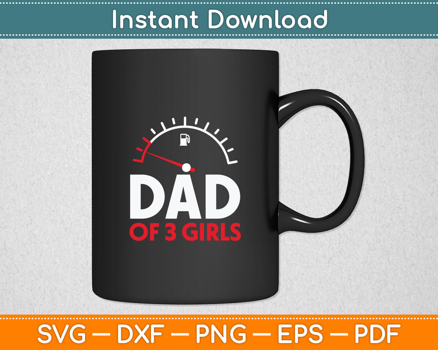 Dad of 3 Girls Father's Day Dad Svg Printable Cutting File