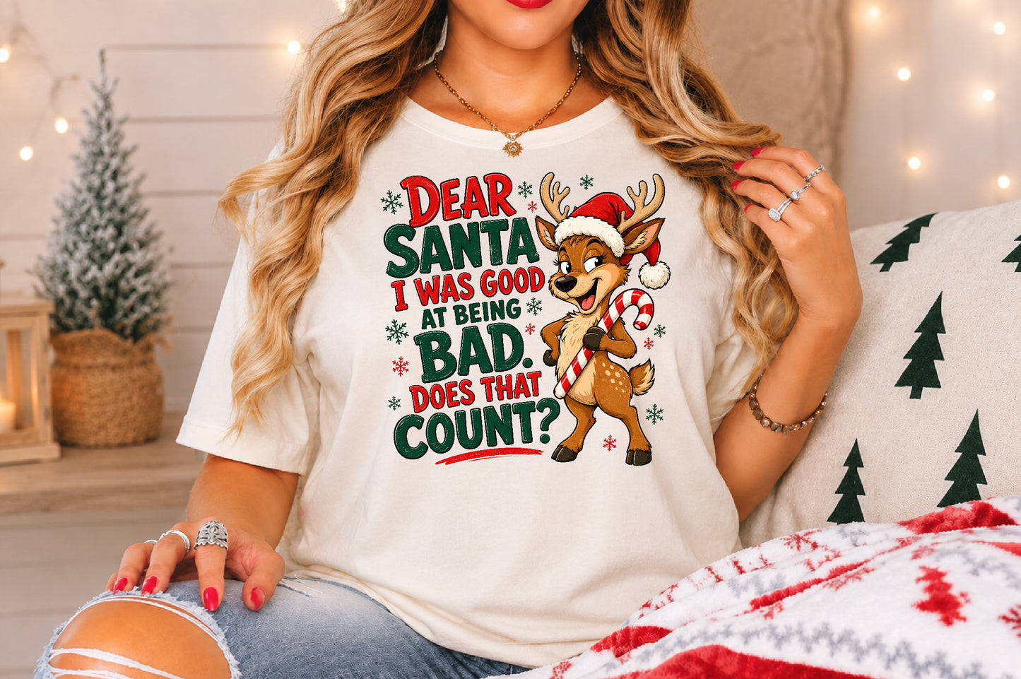 Dear Santa I Was Good At Being Bad Christmas Reindeer PNG Design