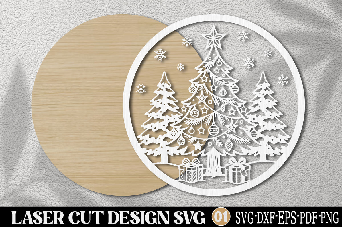 Decorated Christmas Tree Ornament SVG | Christmas Tree Laser Cut SVG