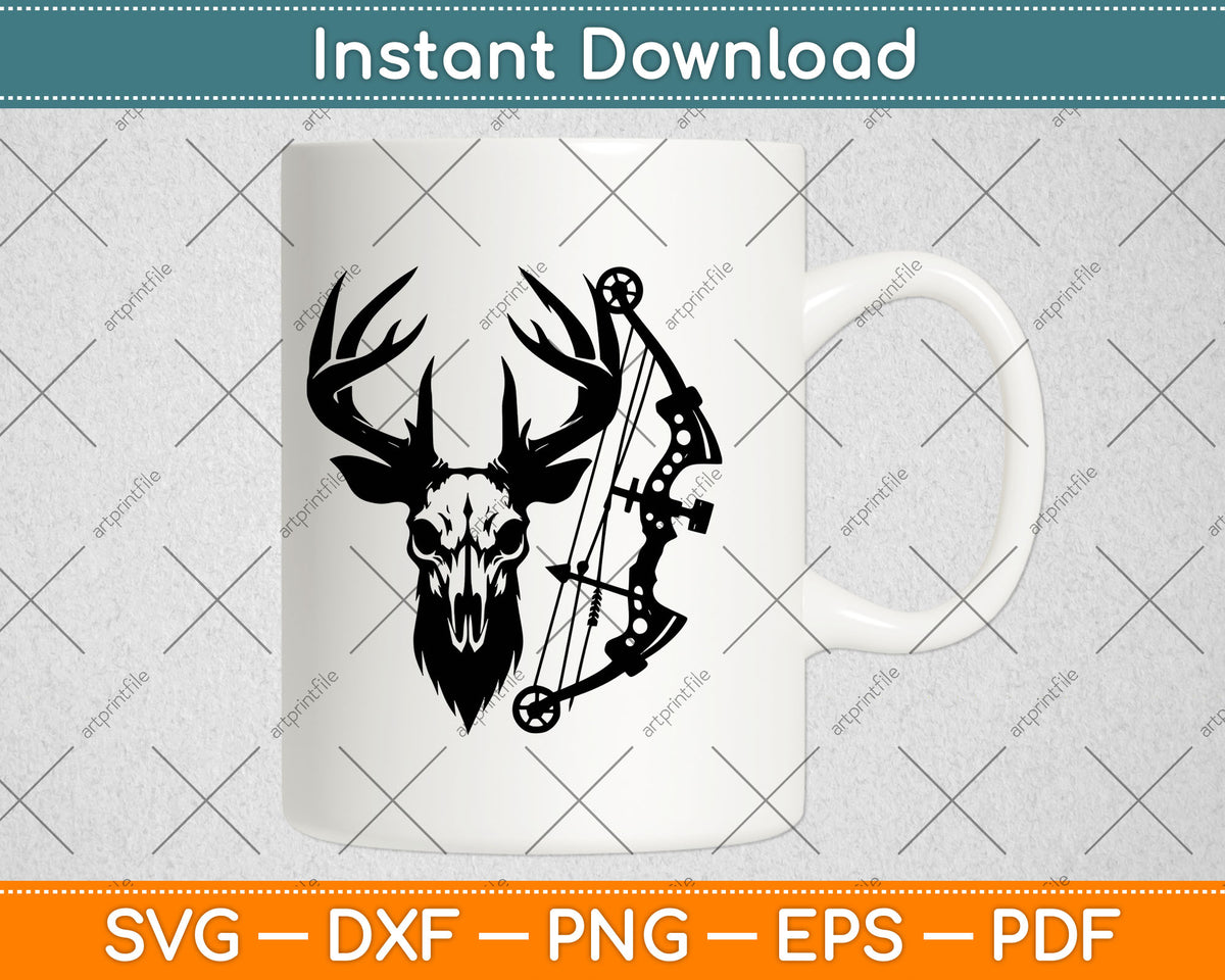 Deer Skull Bow Hunting Fathers Day Svg Digital Cut File