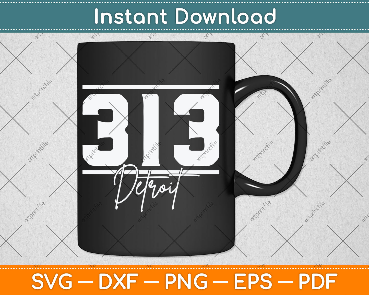 Detroit 313 Area Code Skyline Michigan Vintage Svg Digital Cutting File