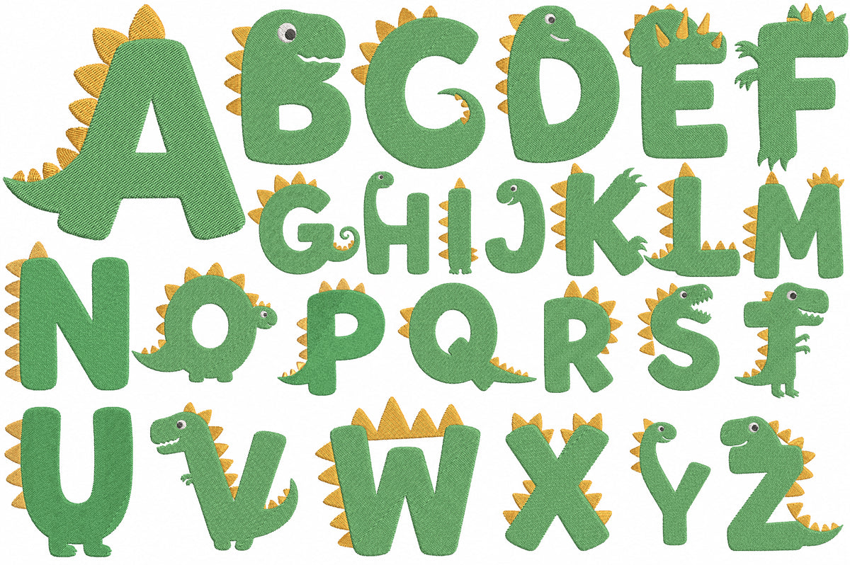 Dinosaur Alphabet Machine Embroidery Designs