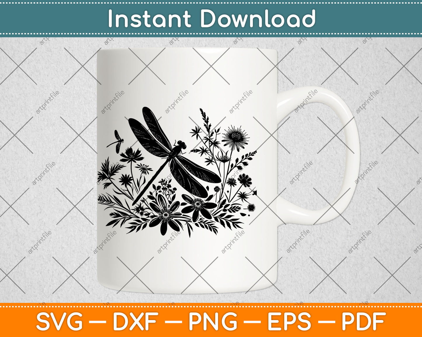 Dragonfly Flowers Vector, Dragonfly Flowers Svg Digital Cutting File