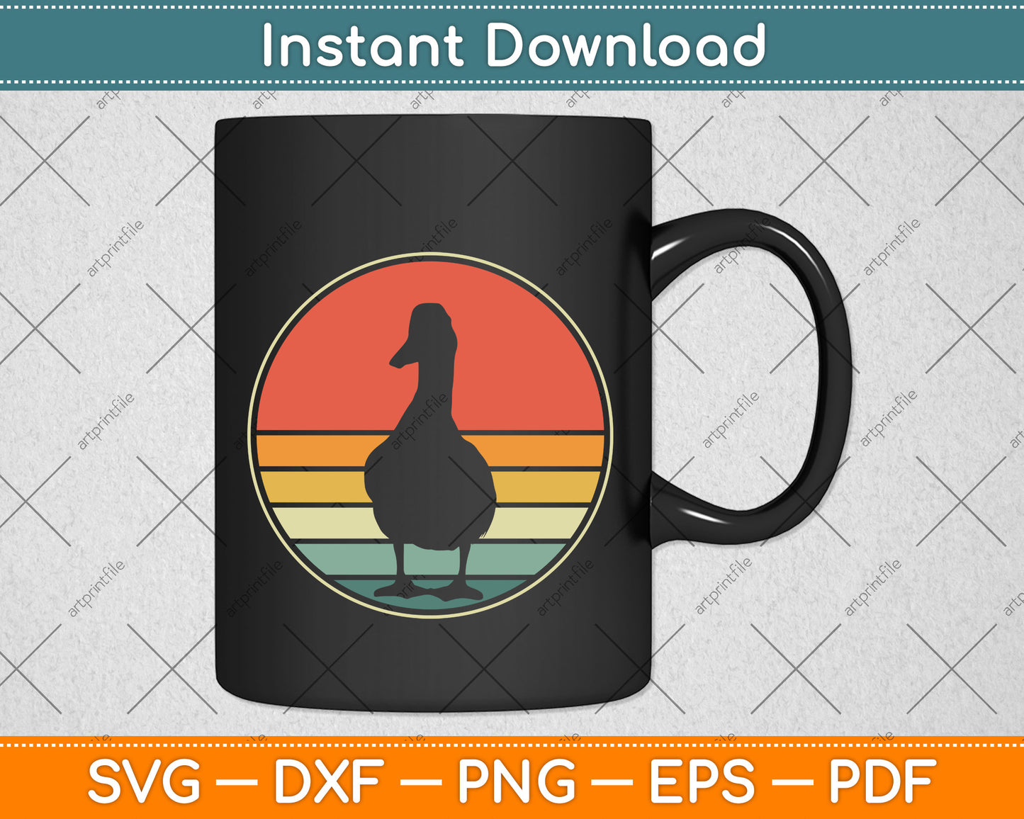 Duck Retro Vintage Svg Png Dxf Digital Cutting File