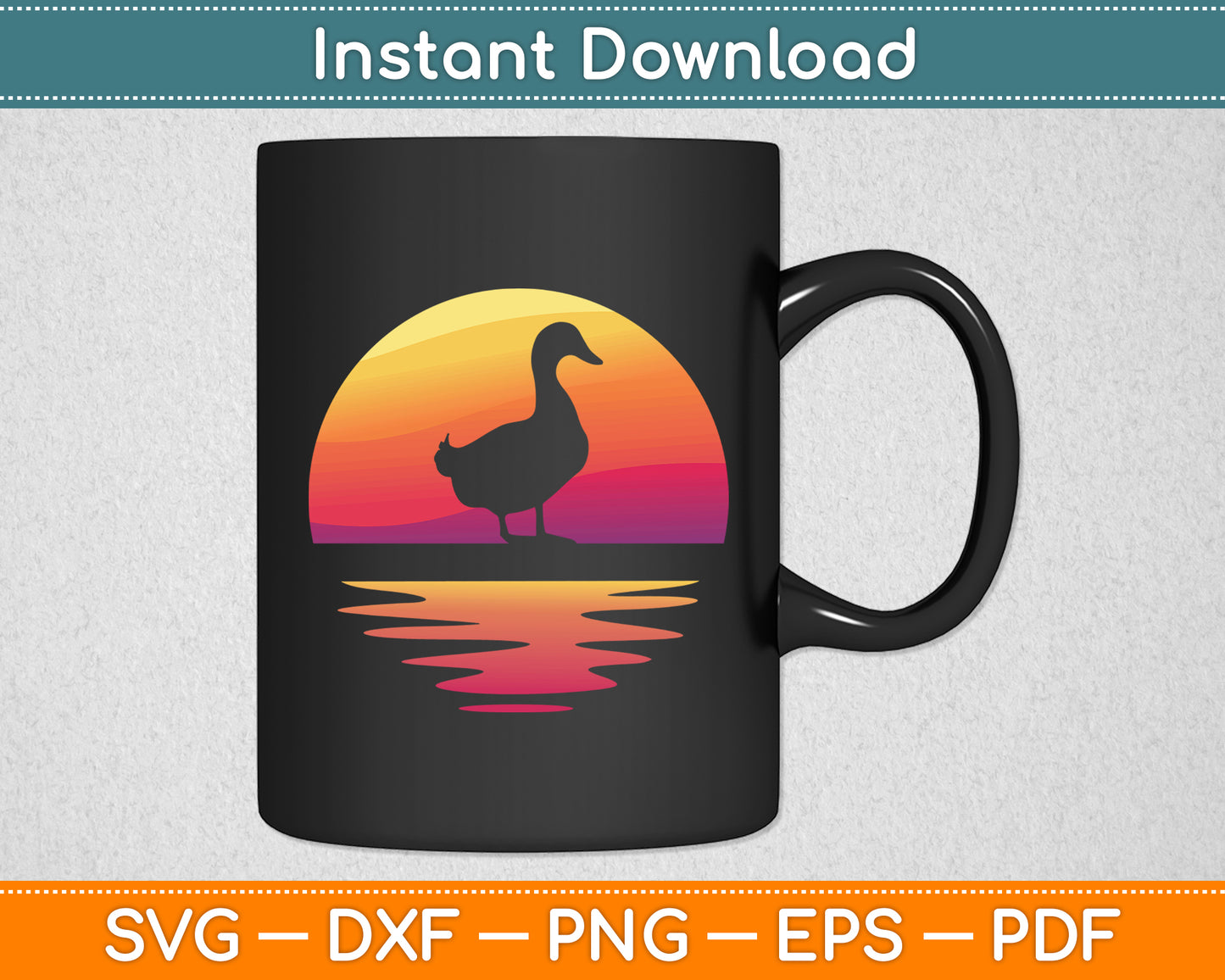 Ducks Sunset Retro Vintage Duck Lover Funny Svg Png Dxf Digital Cutting File