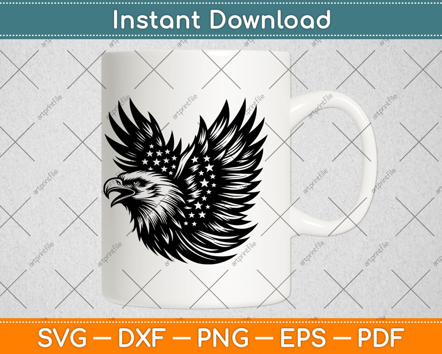 Eagle with American Flag Svg Design Digital Cutting File