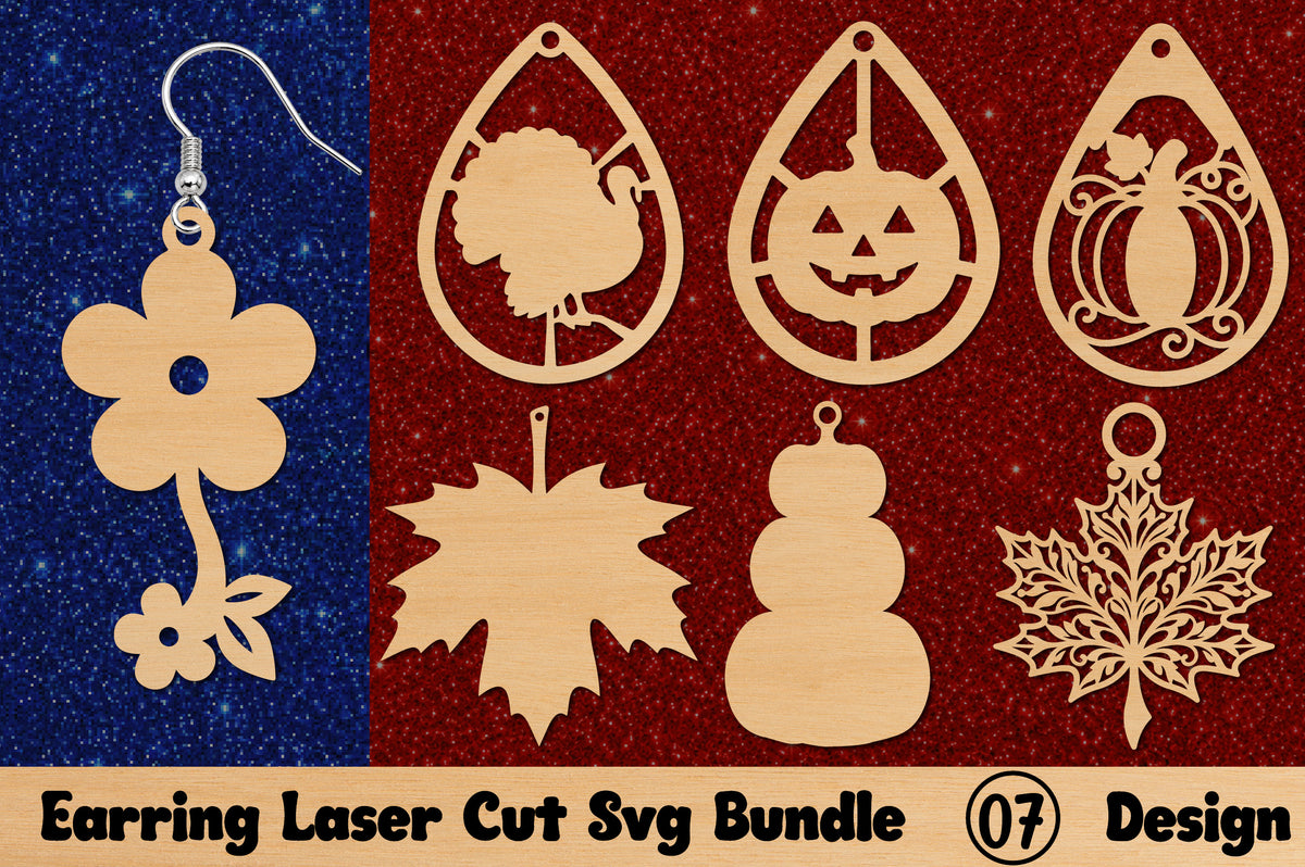 Earring Laser Cut SVG Bundle – 7 Designs