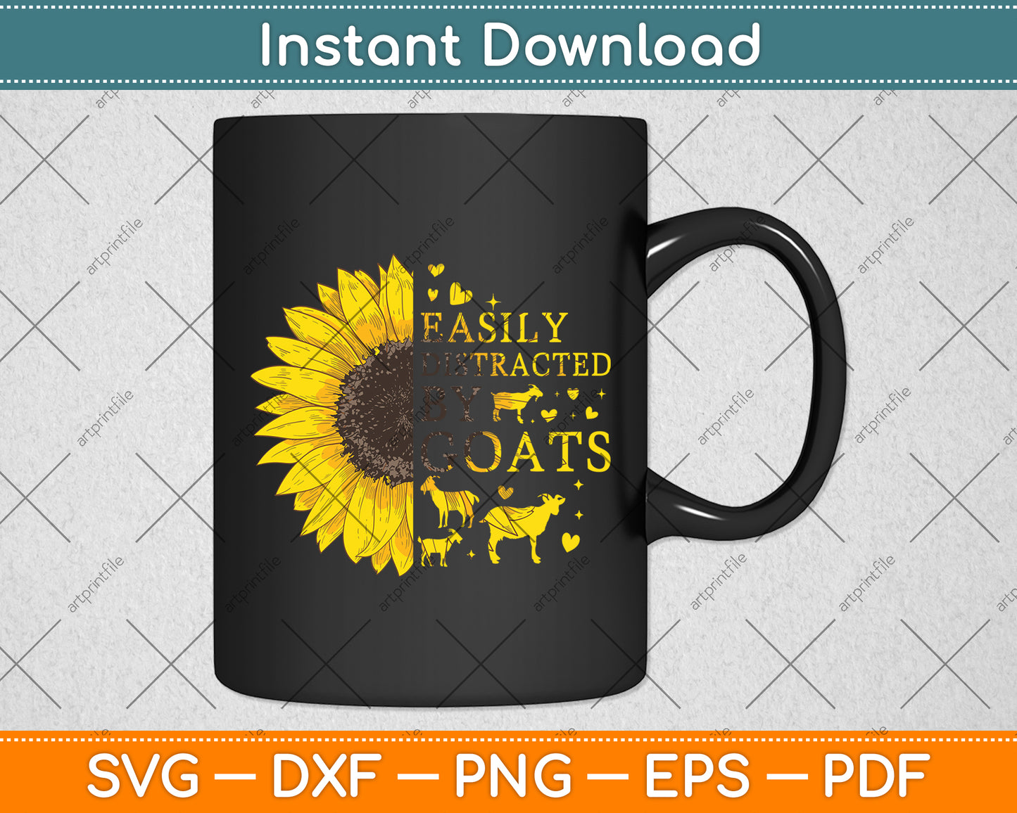 Easily Distracted By Goats Svg Digital Cutting File