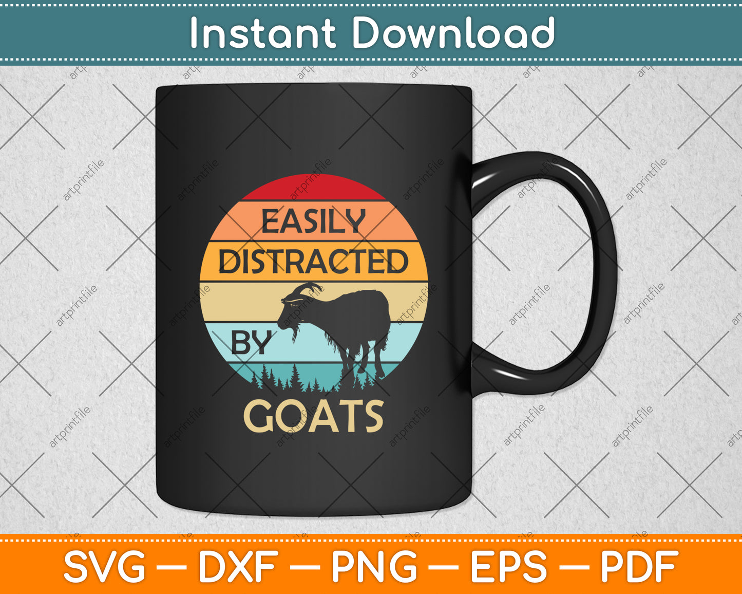 Easily Distracted By Goats Retro Vintage Svg Digital Cutting File