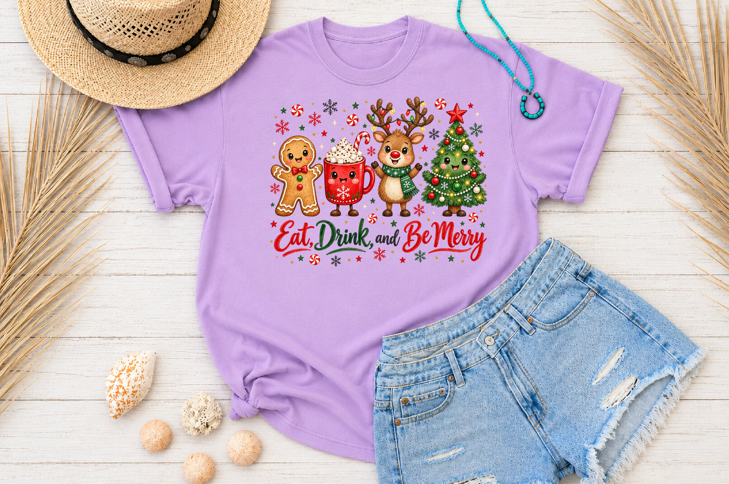 Eat Drink Be Merry Christmas PNG Sublimation Design