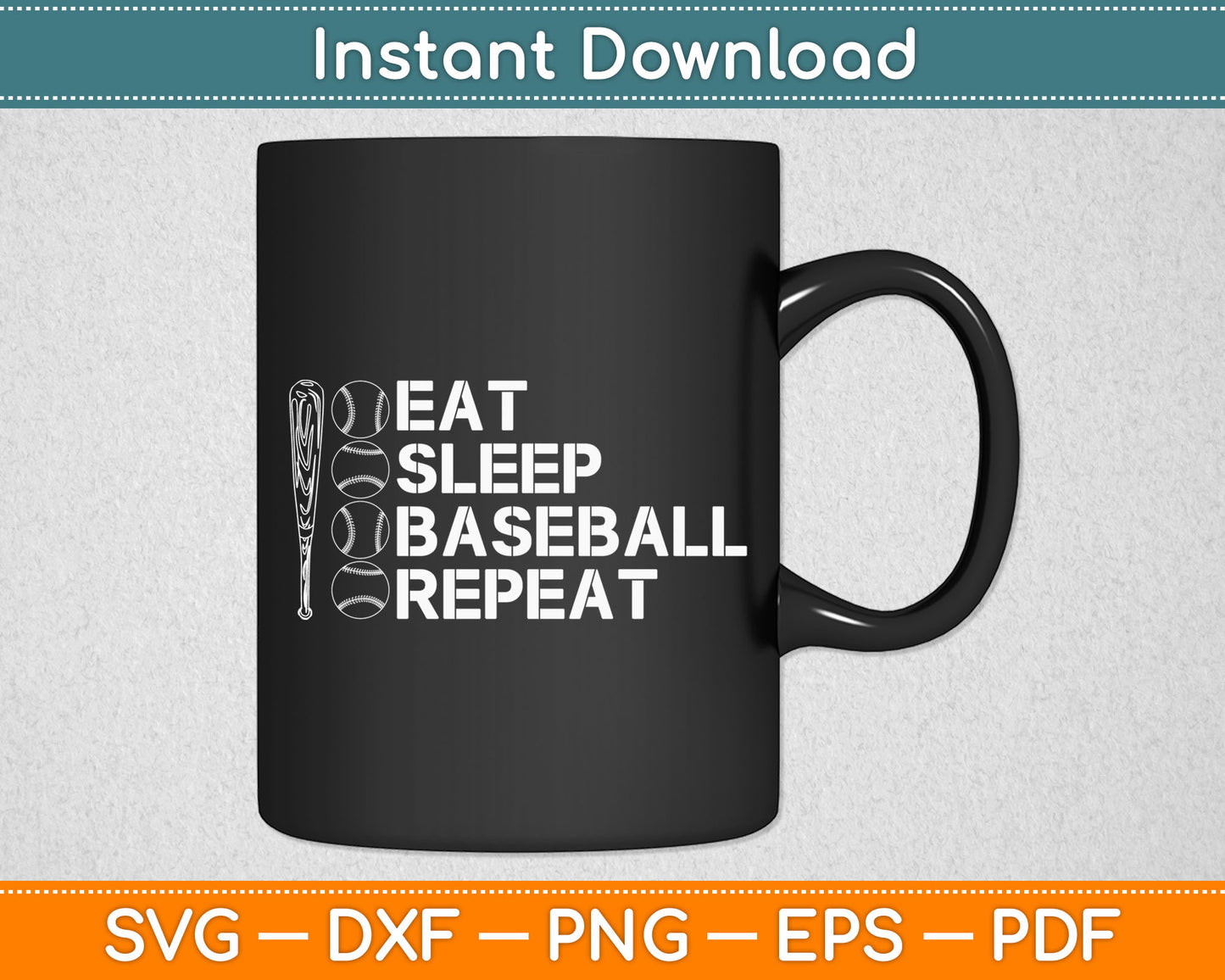 Eat Sleep Baseball Repeat Funny Baseball Player Svg Digital Cutting File