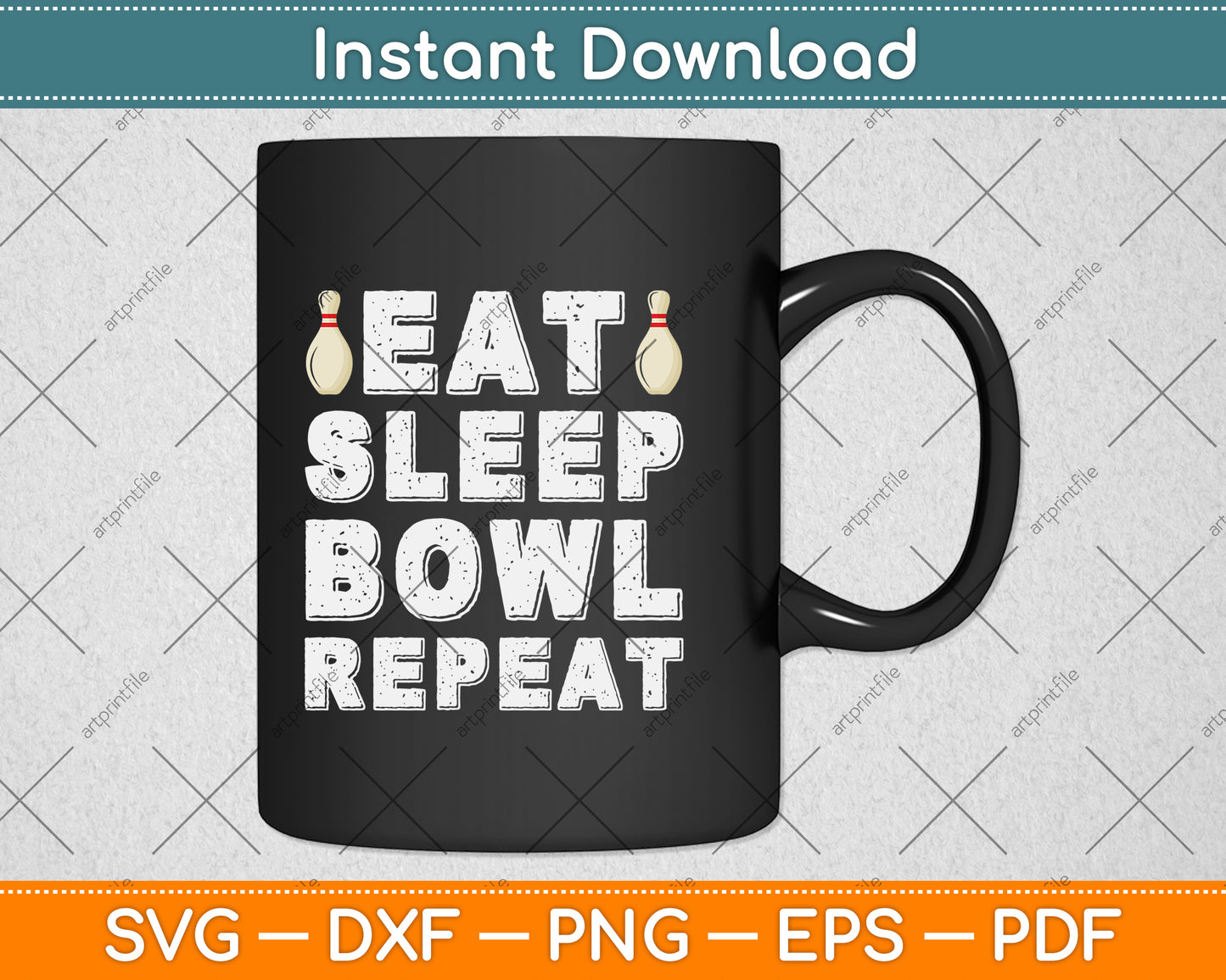 Eat Sleep Bowl Repeat Svg Png Dxf Digital Cutting File