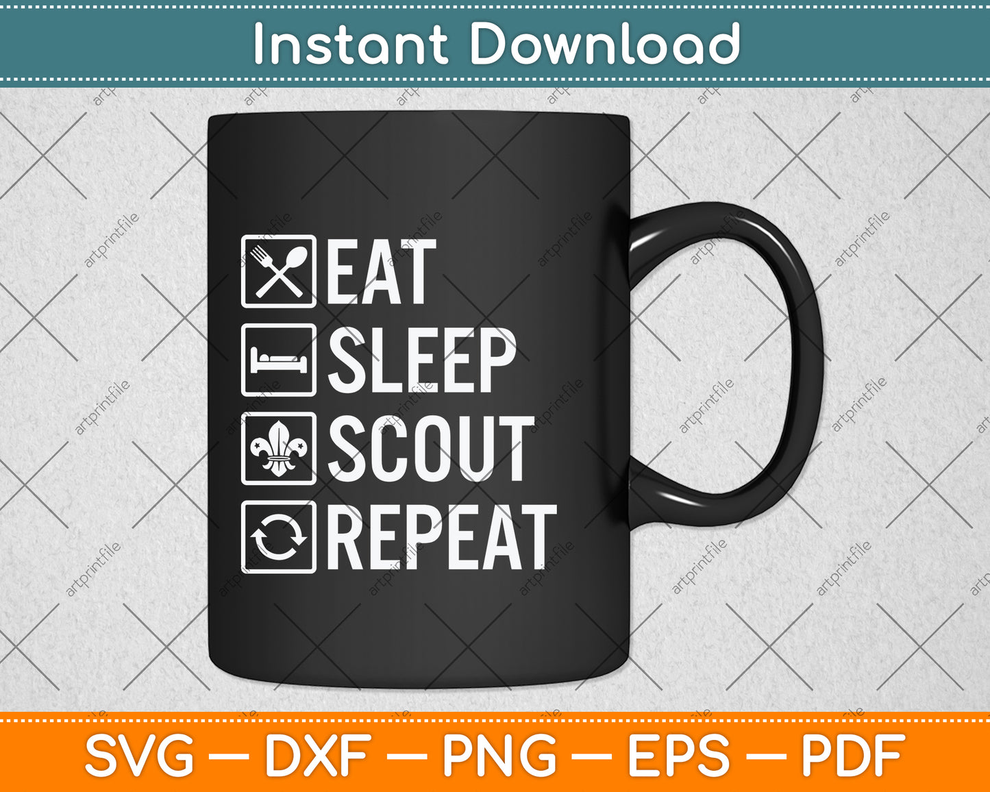 Eat Sleep Scout Repeat Svg Design Digital Cutting File