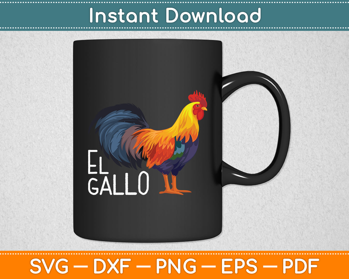 El Gallo - Mexican Lottery Rooster Svg Png Dxf Digital Cutting File