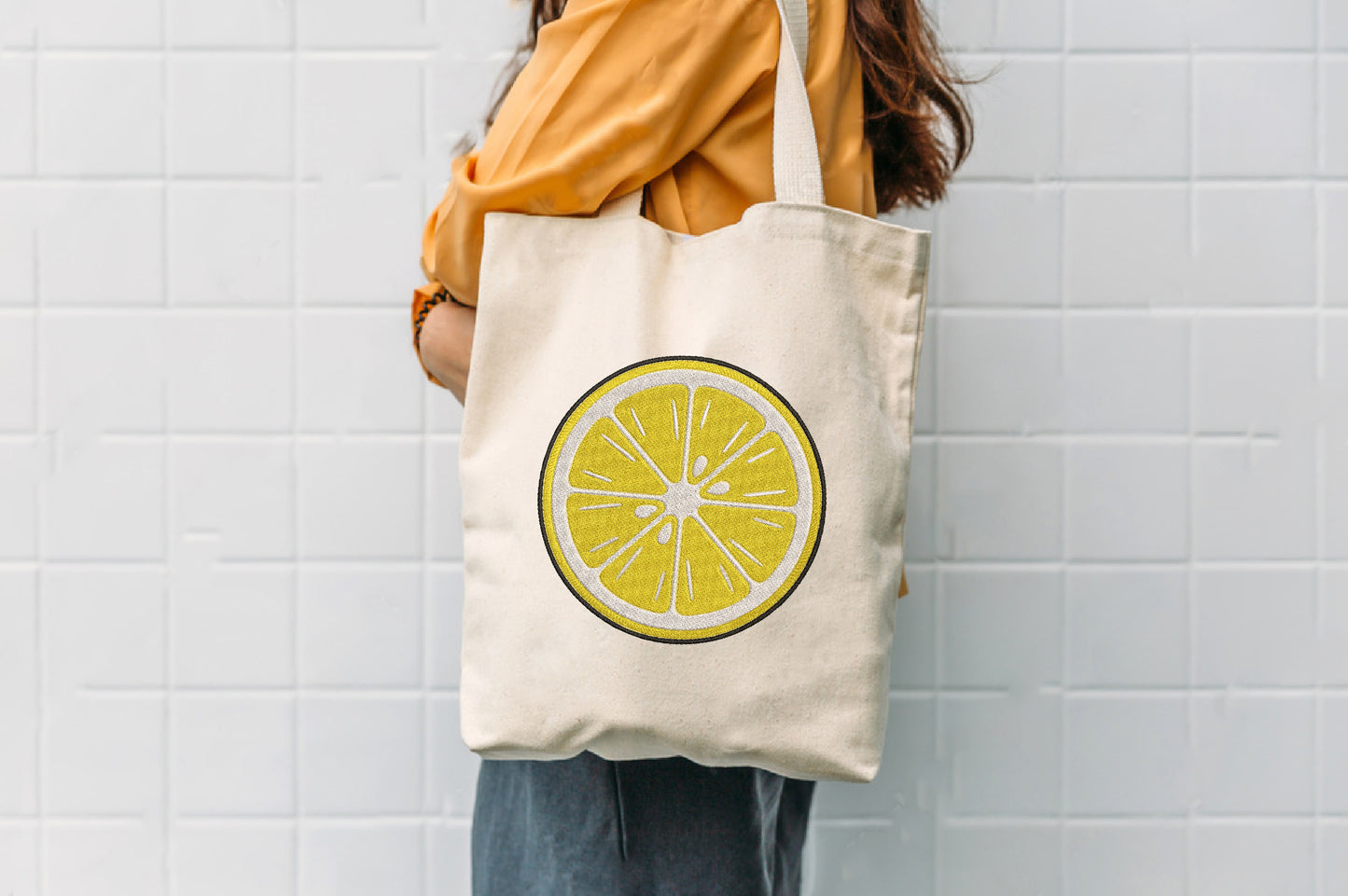 Sliced Lemon Embroidery Design – Fresh Lemon Machine Embroidery Pattern, Cute Citrus Fruit Embroidery Design