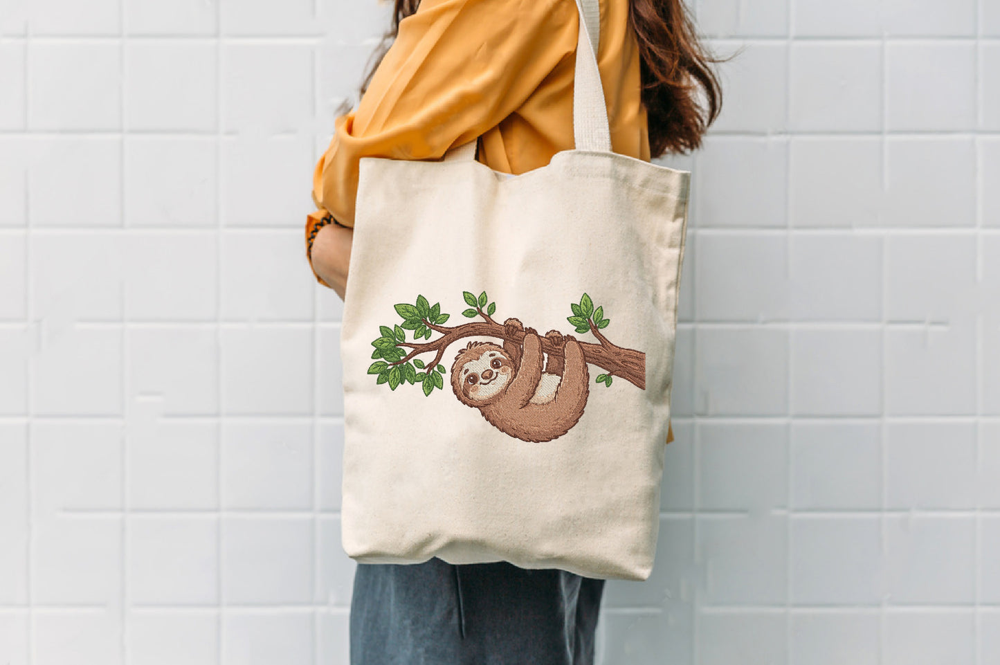 Sloth Embroidery Design – Cute Sloth Machine Embroidery Pattern, Adorable Woodland Animal Embroidery Design