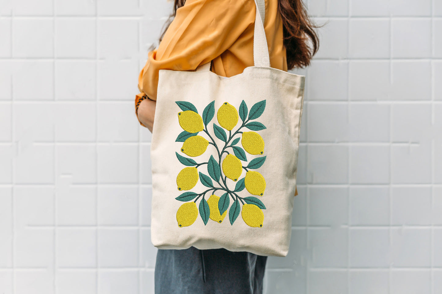 Yellow Lemons Embroidery Design – Fresh Lemon Machine Embroidery Pattern, Cute Citrus Fruit Embroidery Design