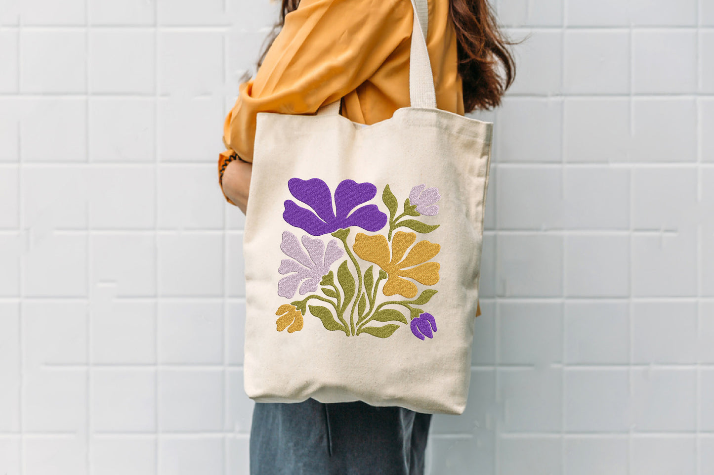 Organic Flower Embroidery Design – Beautiful Organic Floral Machine Embroidery Pattern, Modern Botanical Embroidery Design