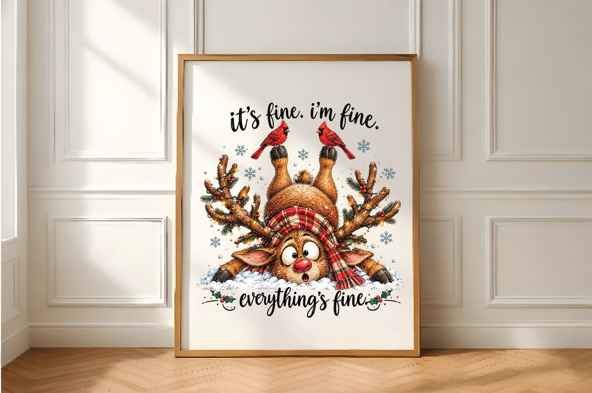 Everything’s Fine Christmas Reindeer PNG