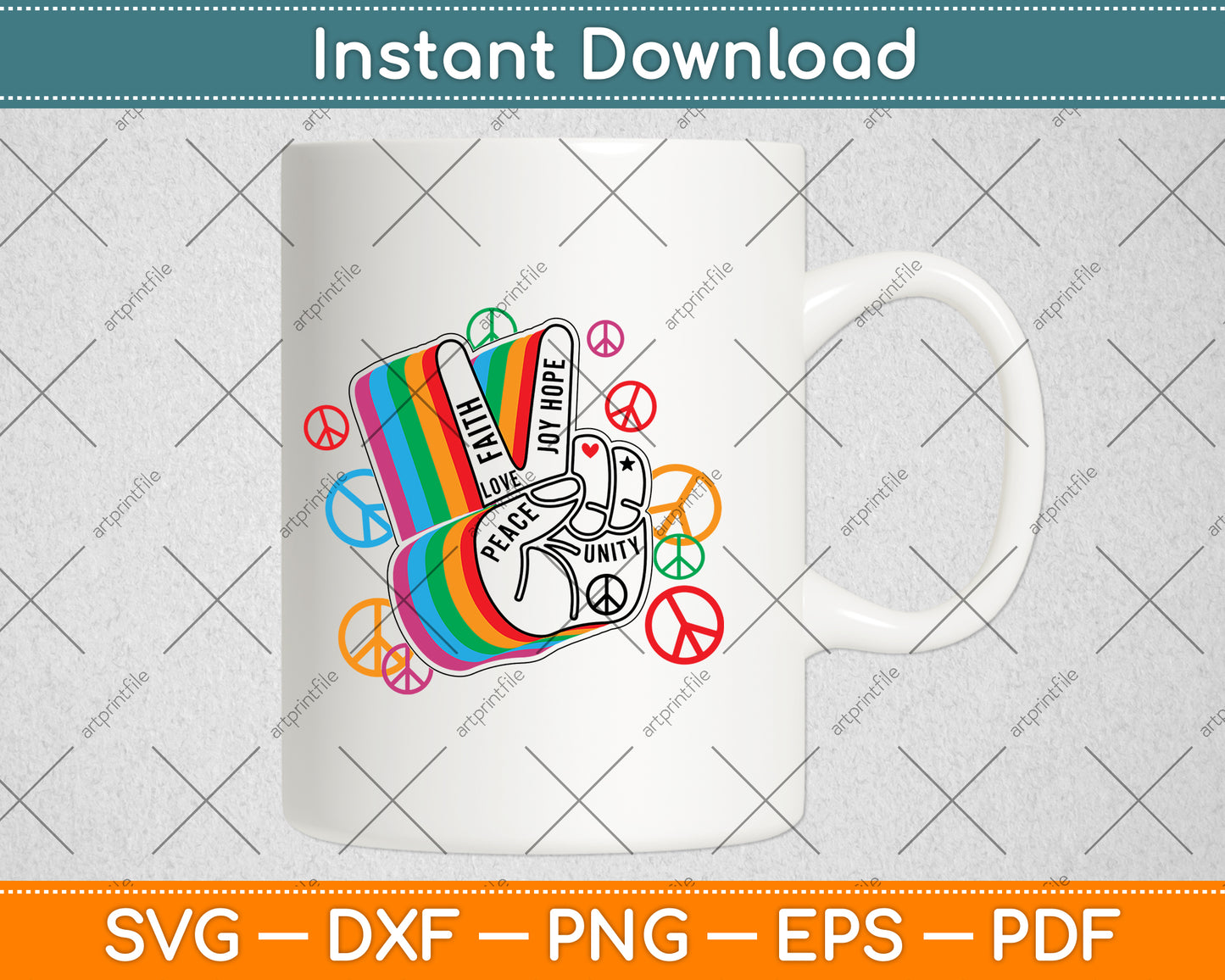 Faith Love Hand Peace Sign Svg Png Dxf Digital Cutting File