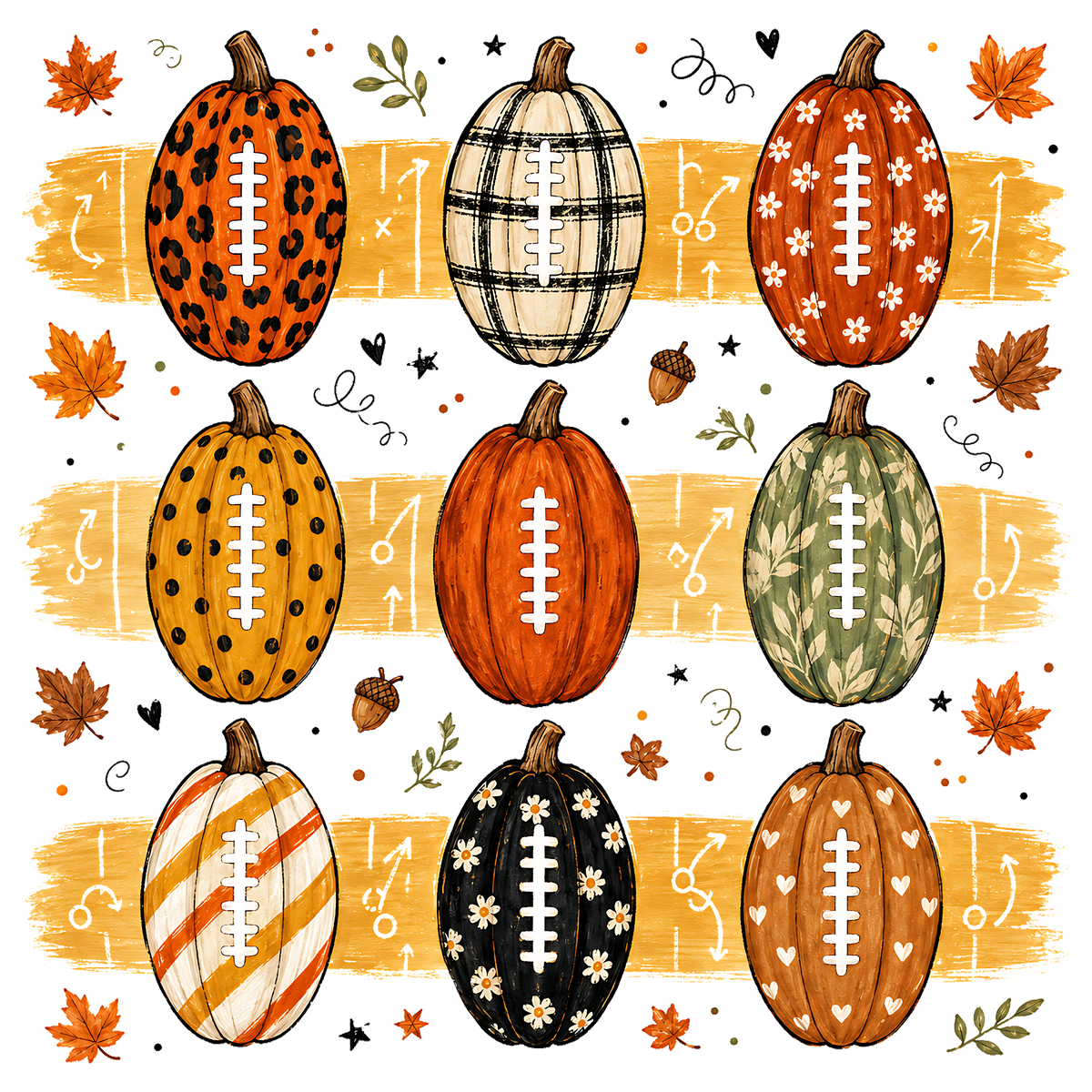 Fall Football Pumpkins PNG Bundle
