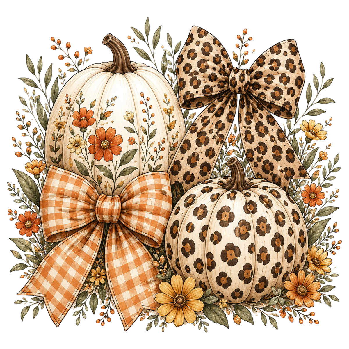 Fall Pumpkin Coquette Floral PNG