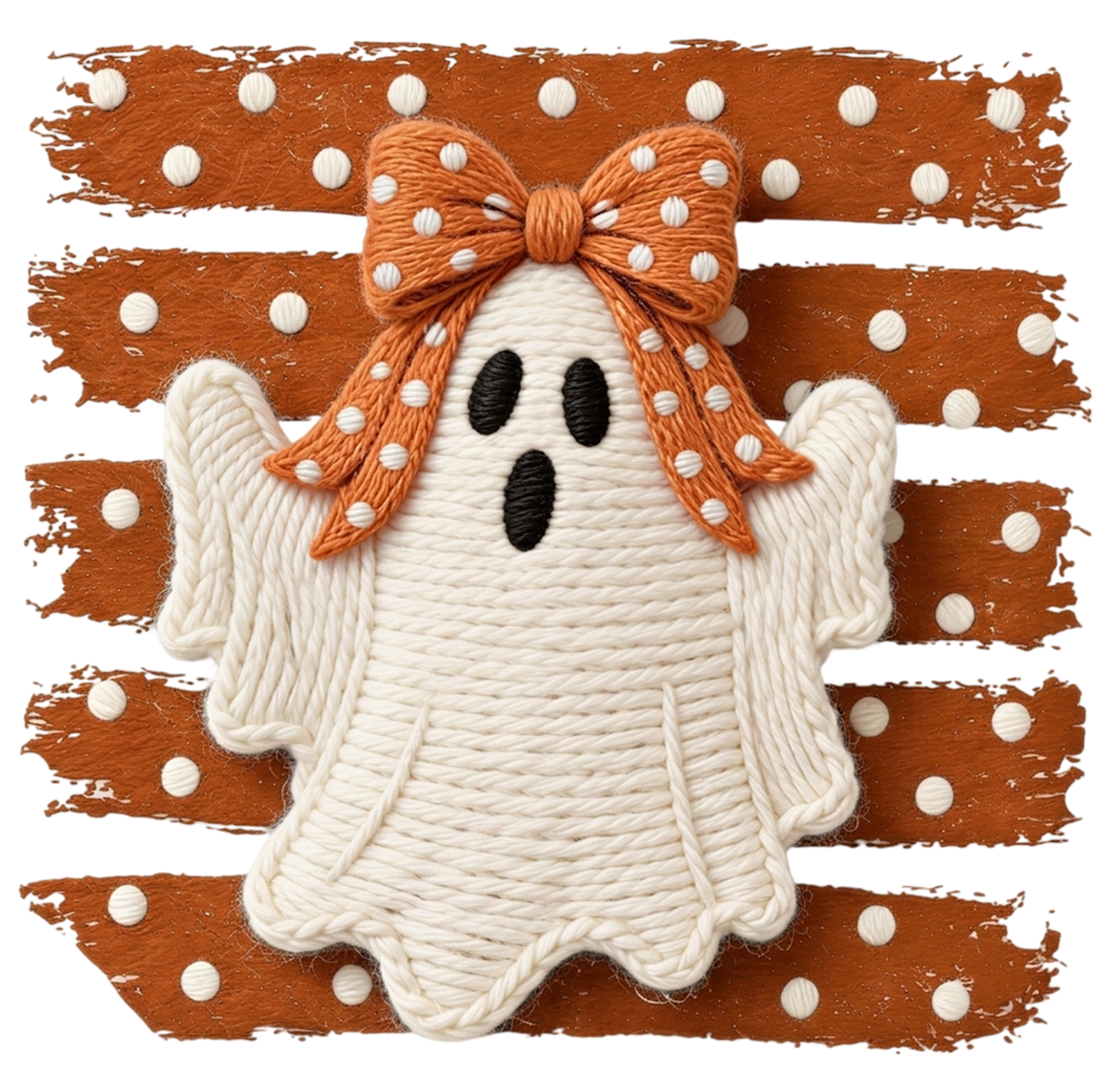 Faux Yarn Halloween Ghost Coquette PNG Cute Spooky Fall Sublimation