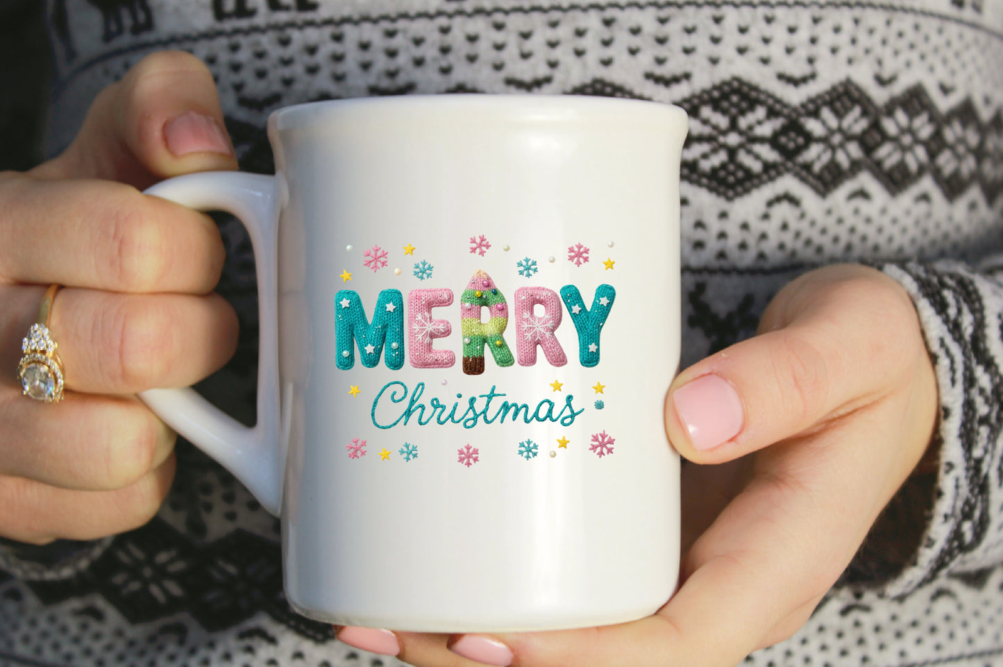 Faux Yarn Merry Christmas PNG Sublimation Design
