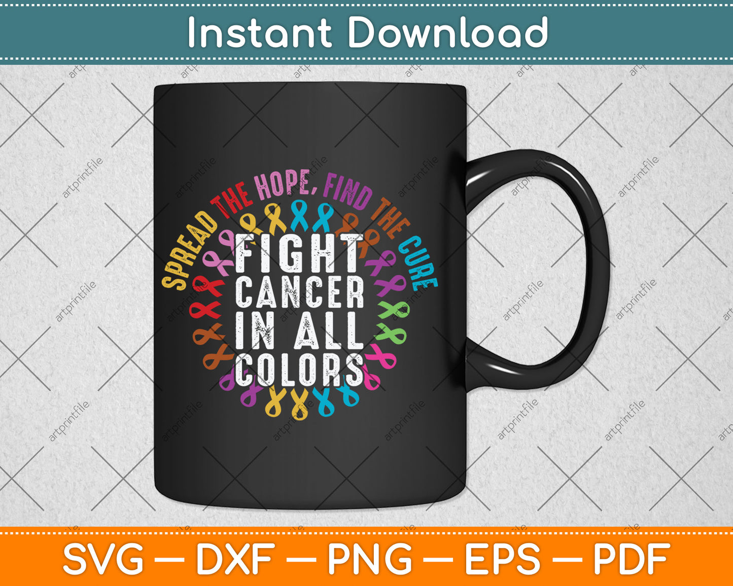 Fight Cancer In All And Every Color - Ribbons Flower Heart Svg Digital Cutting File