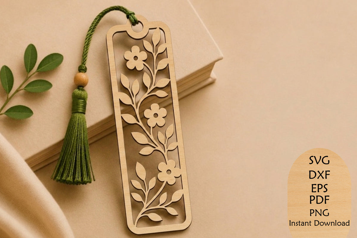 Floral Bookmark Laser Cut SVG File