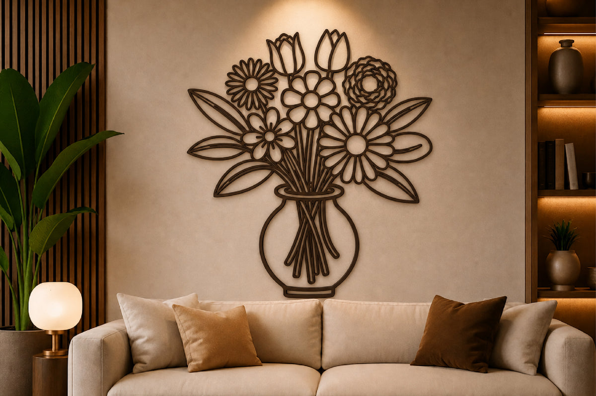 Floral Bouquet in Vase Laser Cut SVG