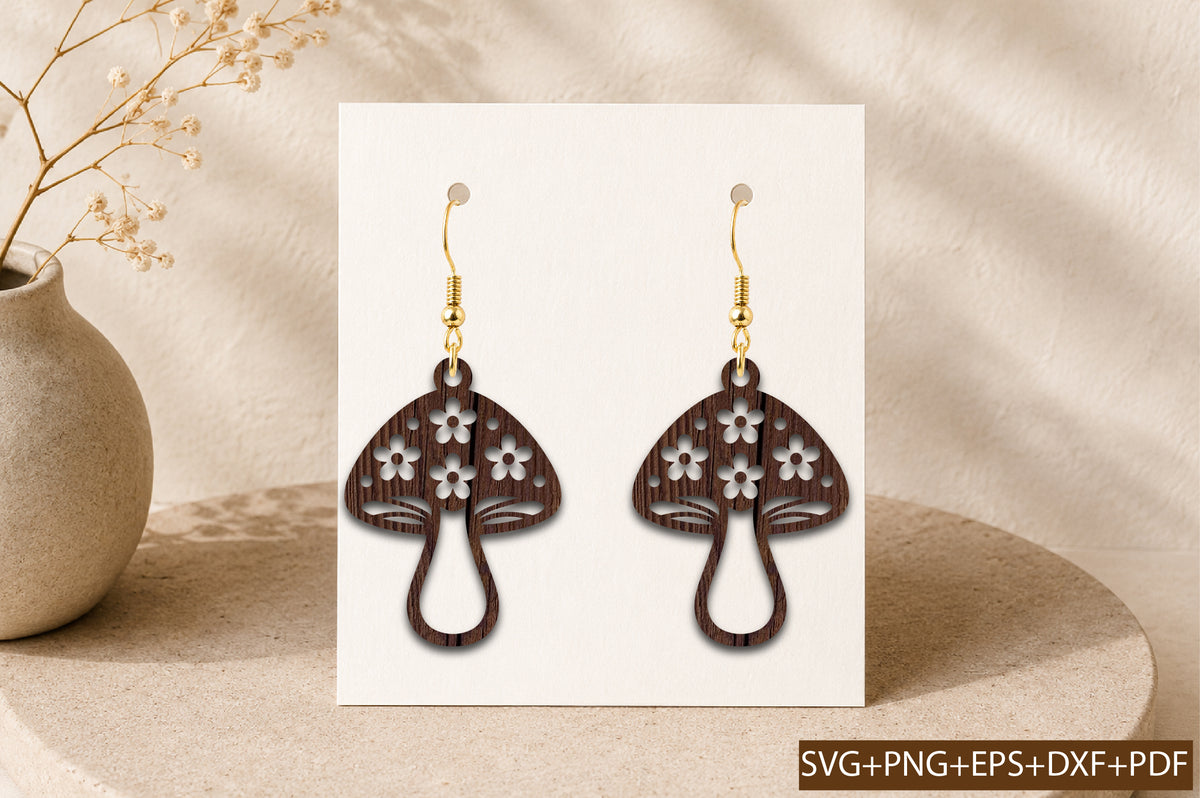Floral Mushroom Earrings SVG