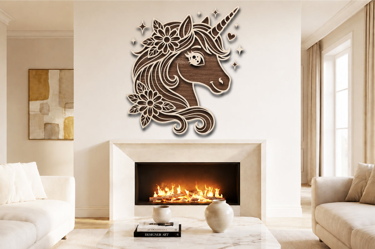 Floral Unicorn Laser Cut SVG