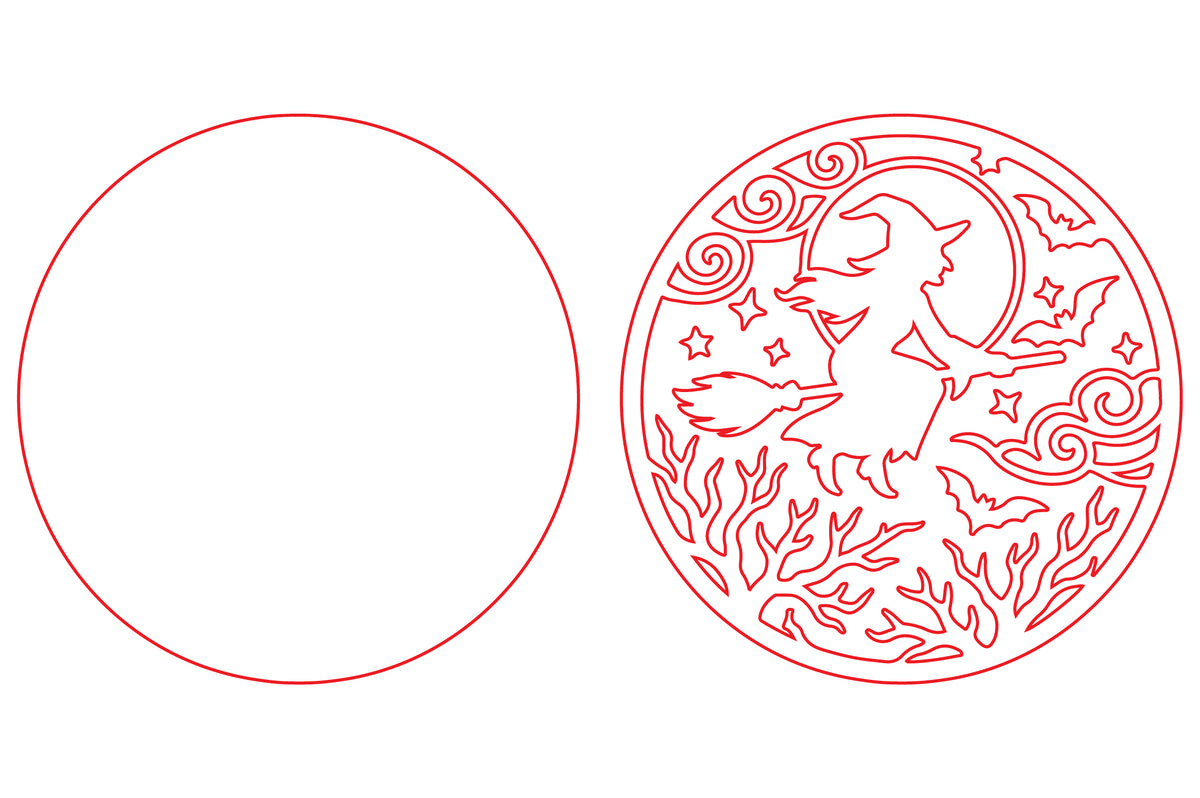 Flying Witch Halloween Laser Cut SVG
