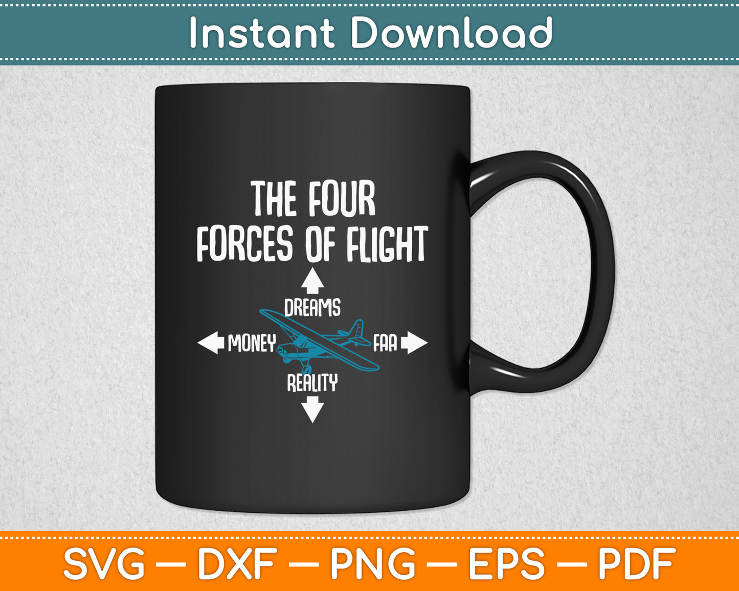 Four Forces Of Flight Dreams Money Reality FAA Svg Png Dxf Digital Cutting File