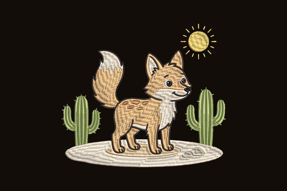 Cute Fox Desert Embroidery Design