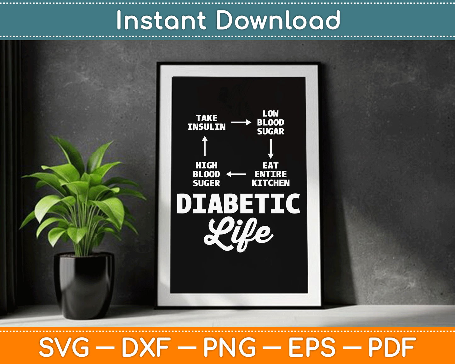 Funny Diabetic Type 1 Diabetes T1D Diabetes Awareness SVG Digital Cutting File