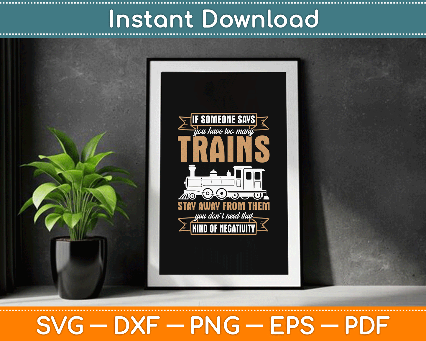 Funny Model Railway Design Too Many Trains SVG Digital Cutting File